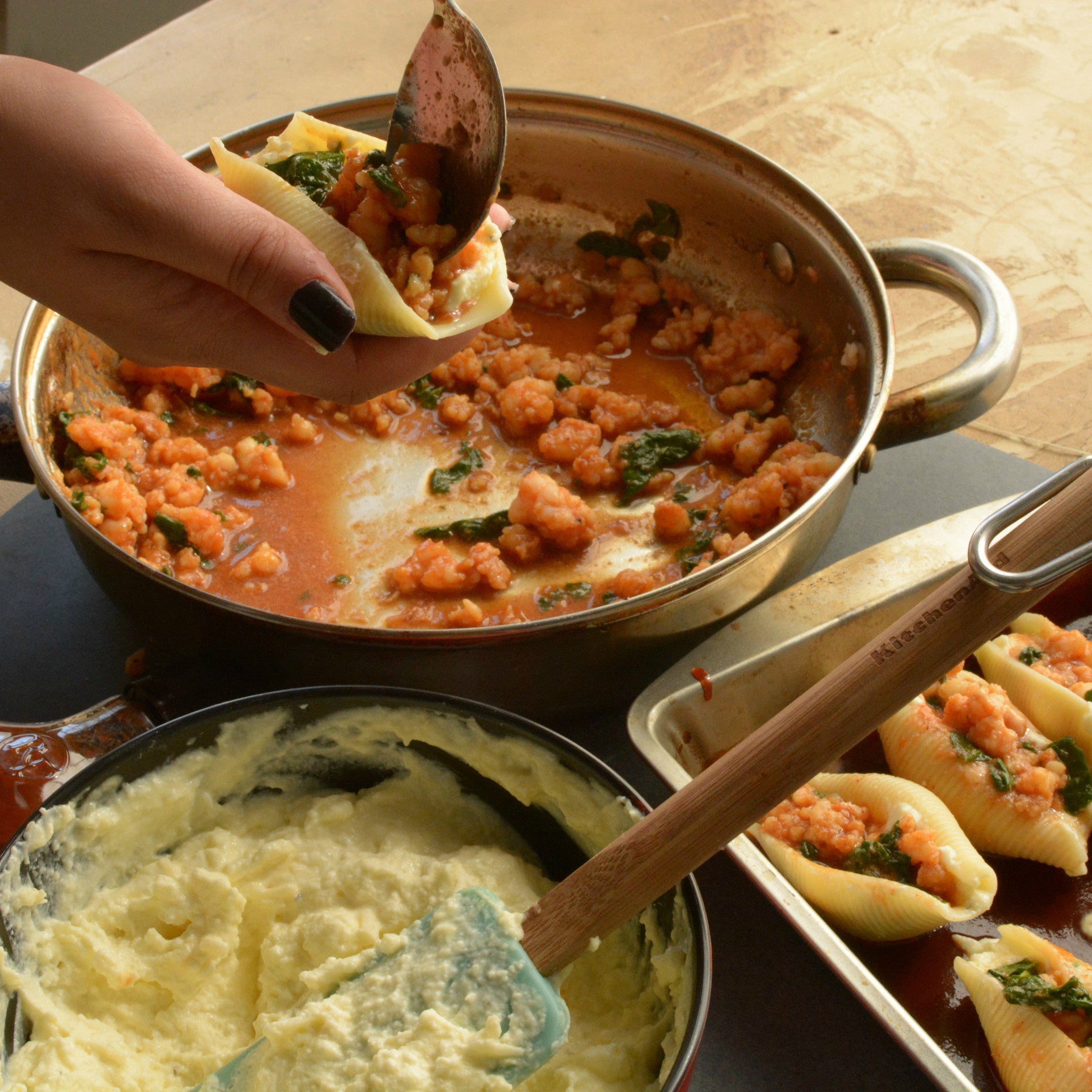 Shrimp and Spinach BBQ Stuffed Shells