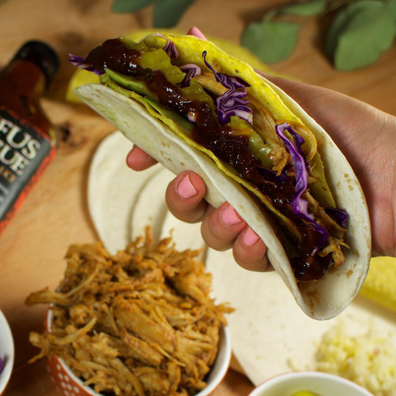 Pulled Chicken BBQ Double Decker Tacos