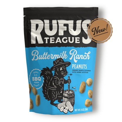 Rufus Teague Buttermilk Ranch Peanuts 9oz resealable pouch, front
